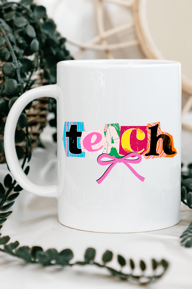 Retro Teach Ribbon Ceramic Mug - Wholesale Accessory Market