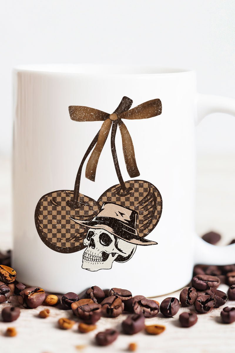 Skull Checkered Cherries Ceramic Mug - Wholesale Accessory Market