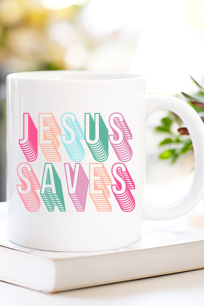 Stacked Jesus Saves Ceramic Mug - Wholesale Accessory Market
