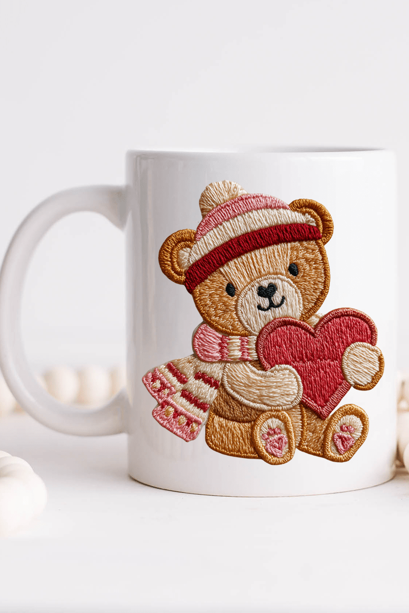 Teddy's Threaded Heart Ceramic Mug - Wholesale Accessory Market