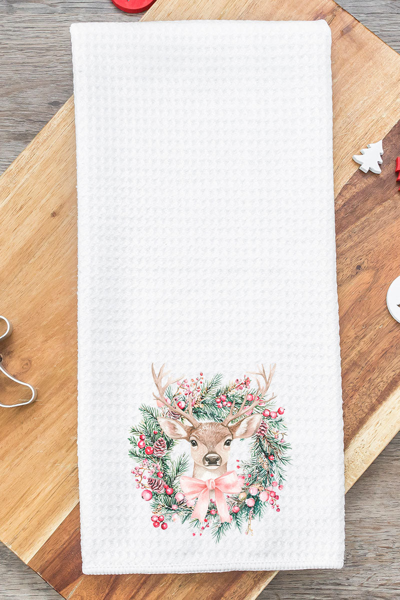 Sugar Plum Deer Waffle Kitchen Towel