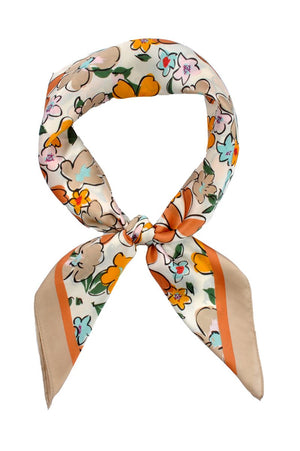 Let Your Dreams Blossom Taupe Square Satin Scarf - Wholesale Accessory Market