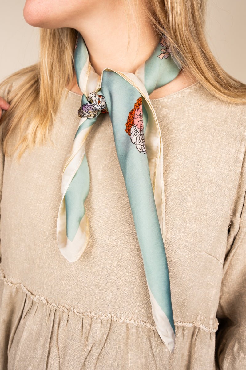 Florence Dream Aqua Square Satin Scarf - Wholesale Accessory Market