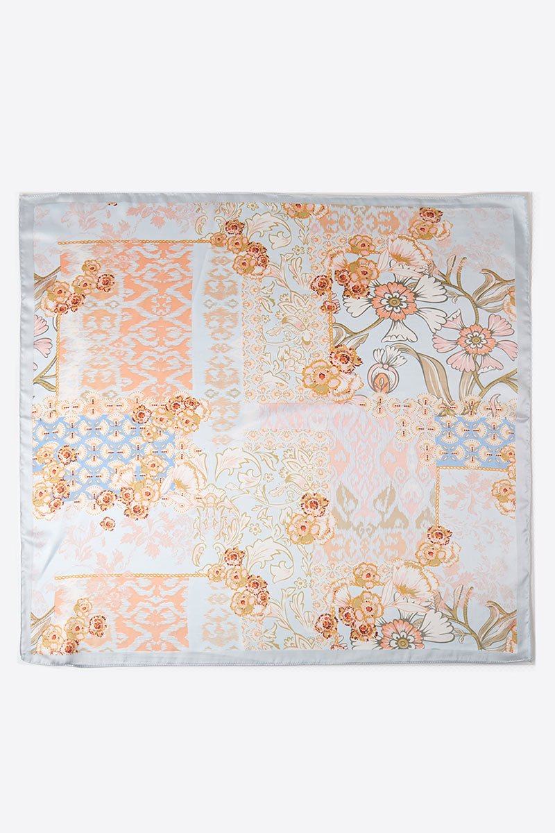 Florence Dream Aqua Square Satin Scarf - Wholesale Accessory Market