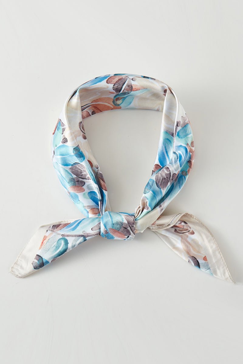 Painted Garden Beige Square Satin Scarf - Wholesale Accessory Market
