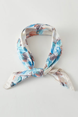 Painted Garden Beige Square Satin Scarf - Wholesale Accessory Market