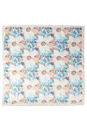 Painted Garden Beige Square Satin Scarf - Wholesale Accessory Market