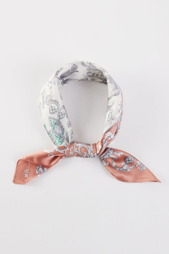 Gilded Grace Rust Square Satin Scarf - Wholesale Accessory Market