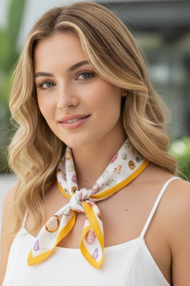 Ocean Hour Yellow Square Satin Scarf - Wholesale Accessory Market