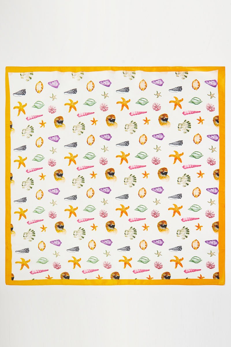 Ocean Hour Yellow Square Satin Scarf - Wholesale Accessory Market