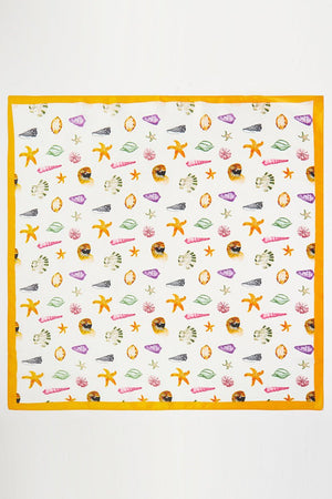 Ocean Hour Yellow Square Satin Scarf - Wholesale Accessory Market