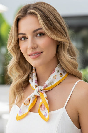 Ocean Hour Yellow Square Satin Scarf - Wholesale Accessory Market