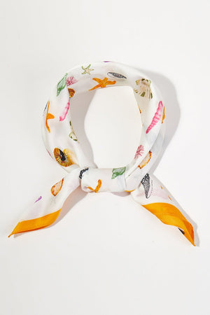 Ocean Hour Yellow Square Satin Scarf - Wholesale Accessory Market