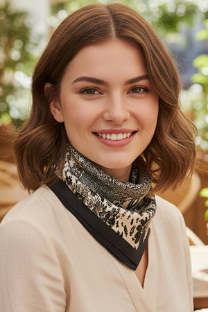 Floral Theory Black Square Satin Scarf - Wholesale Accessory Market