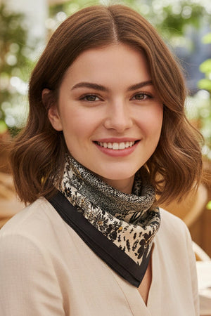 Floral Theory Black Square Satin Scarf - Wholesale Accessory Market