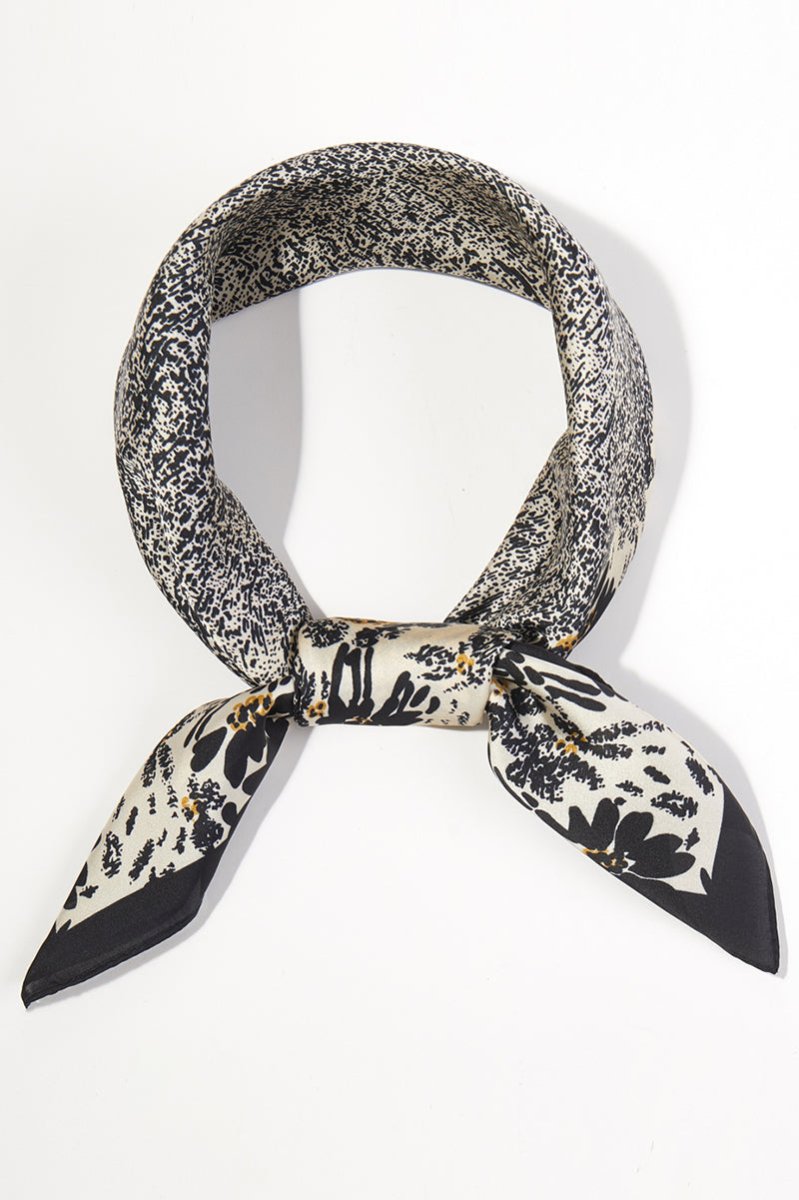 Floral Theory Black Square Satin Scarf - Wholesale Accessory Market