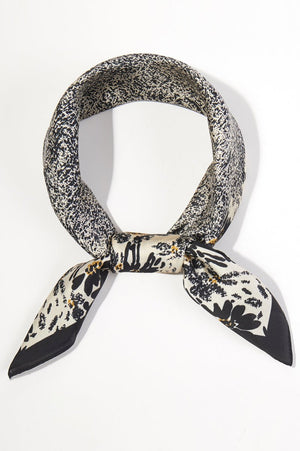 Floral Theory Black Square Satin Scarf - Wholesale Accessory Market