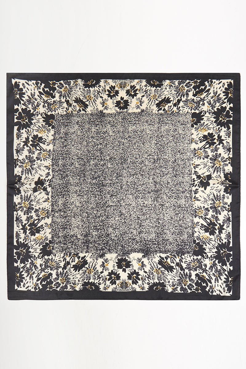 Floral Theory Black Square Satin Scarf - Wholesale Accessory Market