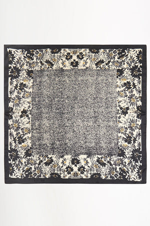 Floral Theory Black Square Satin Scarf - Wholesale Accessory Market