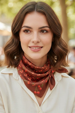 Cherry Twilight Square Satin Scarf - Wholesale Accessory Market