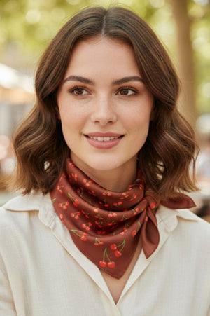Cherry Twilight Square Satin Scarf - Wholesale Accessory Market