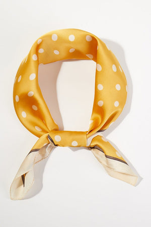 Polka Dot Perfection Mustard Square Satin Scarf - Wholesale Accessory Market