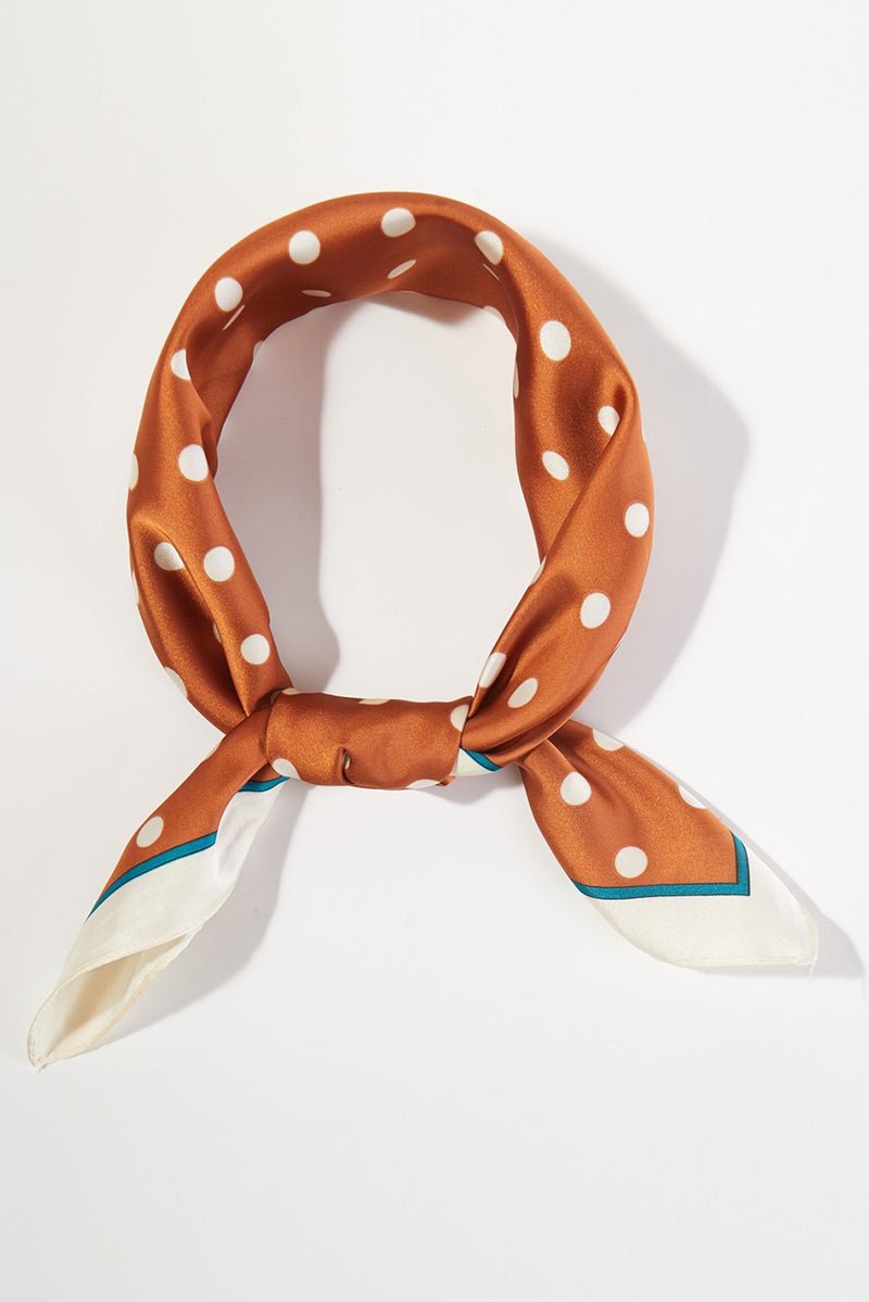 Polka Dot Perfection Rust Square Satin Scarf - Wholesale Accessory Market