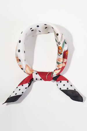 Dotted Daisy Red Square Satin Scarf - Wholesale Accessory Market
