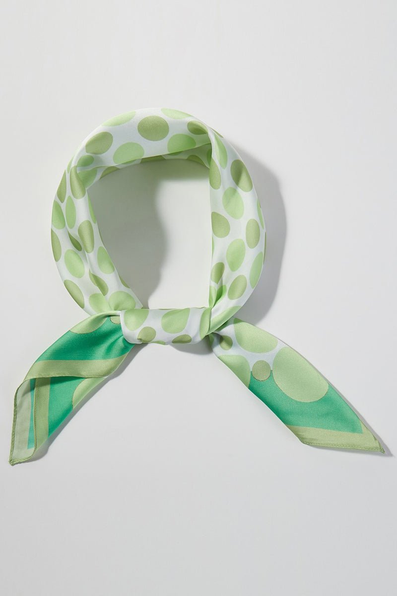 Forward Motion Green Dots Square Satin Scarf - Wholesale Accessory Market