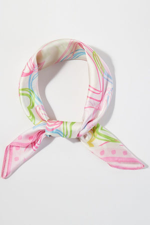 Heart Sketch Pink Square Satin Scarf - Wholesale Accessory Market