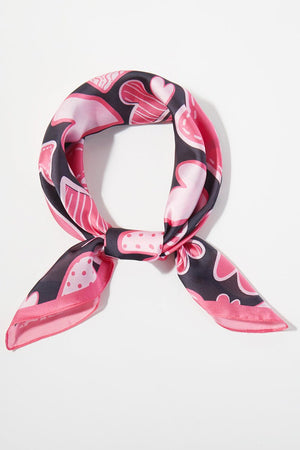 Love In Motion Pink Square Satin Scarf - Wholesale Accessory Market