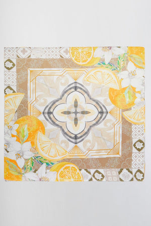 Valencia Oranges Taupe Square Satin Scarf - Wholesale Accessory Market