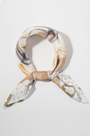 Valencia Oranges Taupe Square Satin Scarf - Wholesale Accessory Market