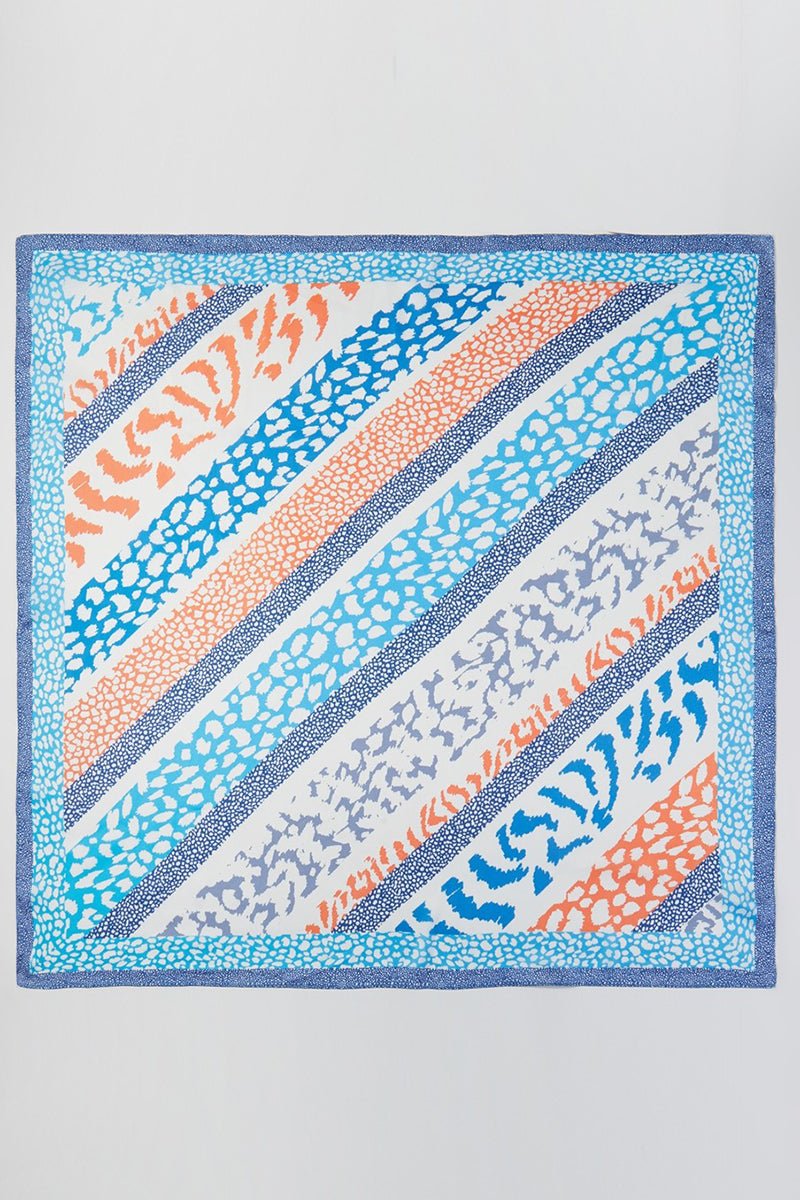 Leopard Lane Blue Square Satin Scarf - Wholesale Accessory Market