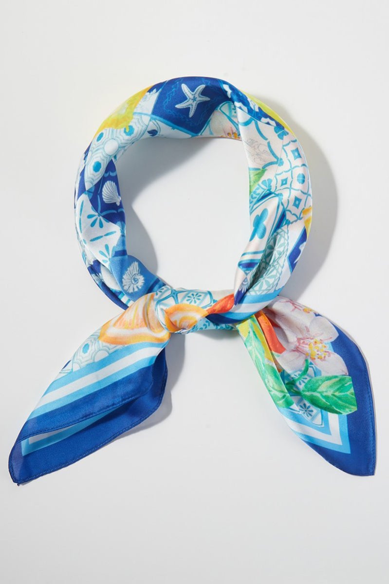Citrus Club Blue Square Satin Scarf - Wholesale Accessory Market