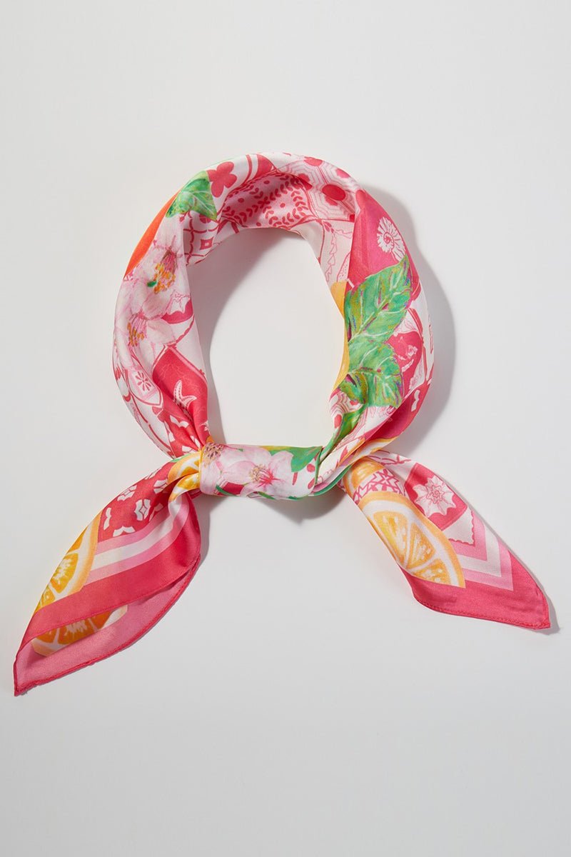 Citrus Club Pink Square Satin Scarf - Wholesale Accessory Market