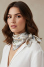 Brushstroke Blooms Beige Square Satin Scarf - Wholesale Accessory Market