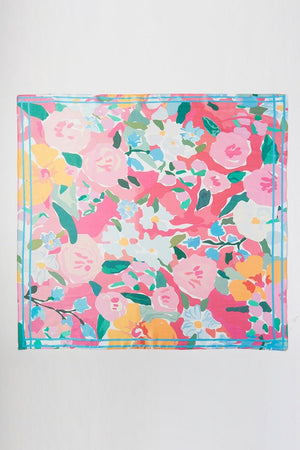 Brushstroke Blooms Pink Square Satin Scarf - Wholesale Accessory Market