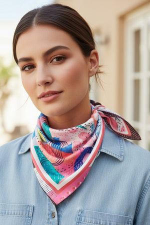 Find Your Rhythm Pink Square Satin Scarf - Wholesale Accessory Market