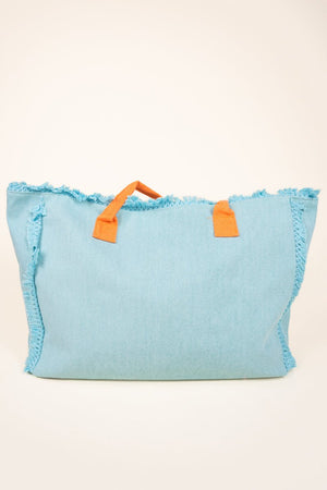 Summer Rope Text Blue Canvas Tote - Wholesale Accessory Market