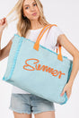 Summer Rope Text Blue Canvas Tote - Wholesale Accessory Market