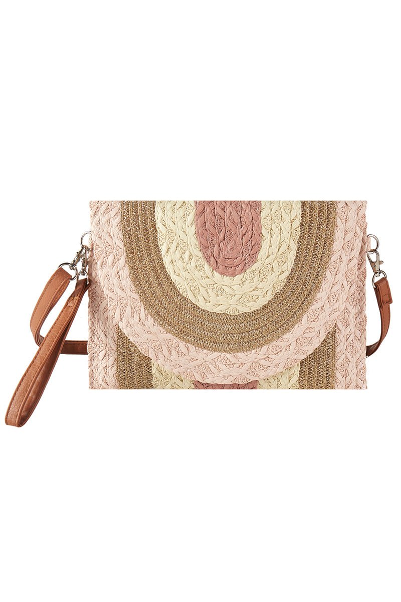 Sunlit Style Rose Multi Straw Envelope Crossbody Clutch - Wholesale Accessory Market