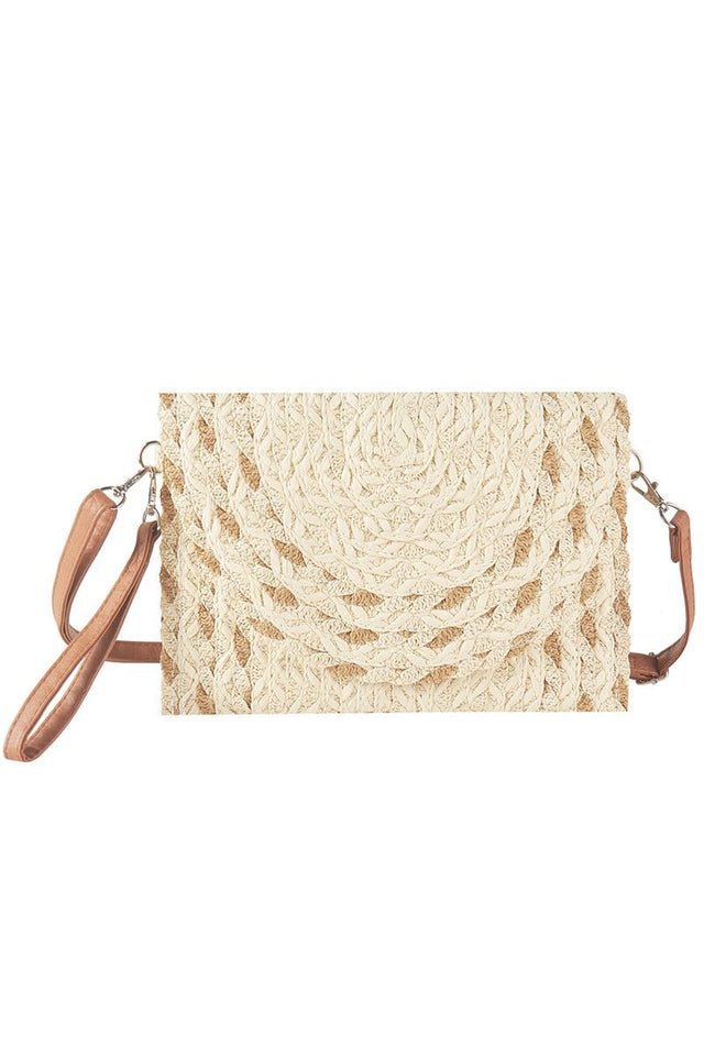 Resort Ready Beige Straw Envelope Crossbody Clutch - Wholesale Accessory Market