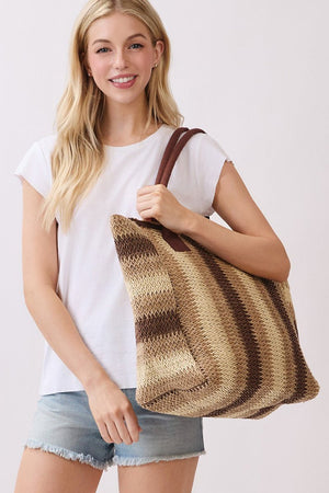 Palm Springs Brown Straw Tote Bag - Wholesale Accessory Market