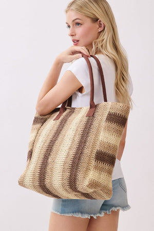 Palm Springs Brown Straw Tote Bag - Wholesale Accessory Market