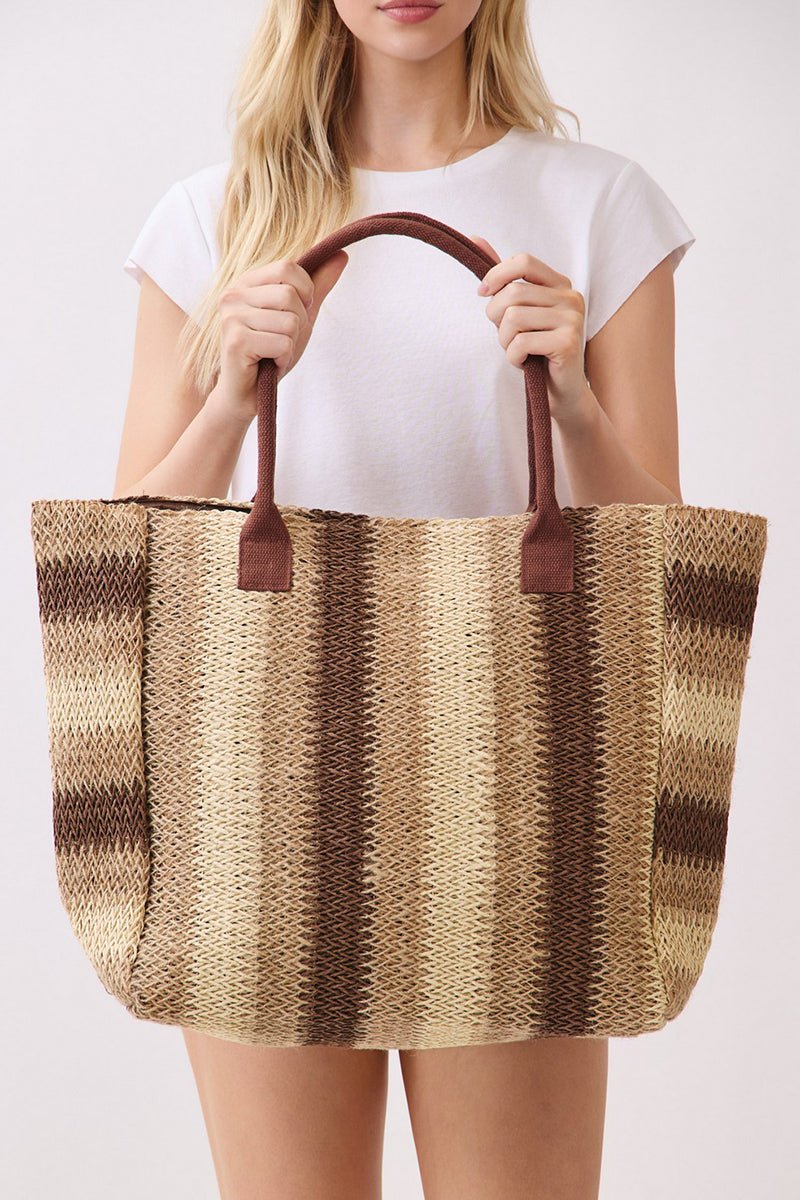 Palm Springs Brown Straw Tote Bag - Wholesale Accessory Market