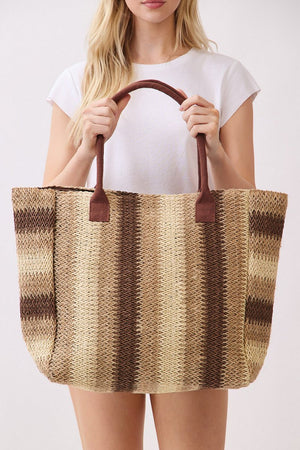Palm Springs Brown Straw Tote Bag - Wholesale Accessory Market