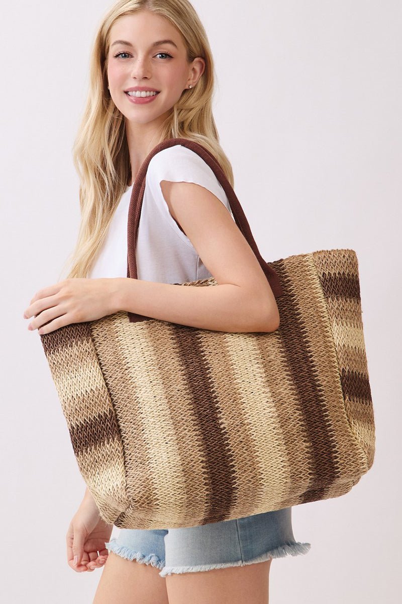 Palm Springs Brown Straw Tote Bag - Wholesale Accessory Market