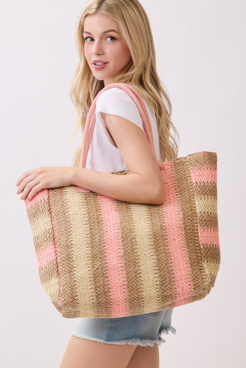Palm Springs Pink Straw Tote Bag - Wholesale Accessory Market