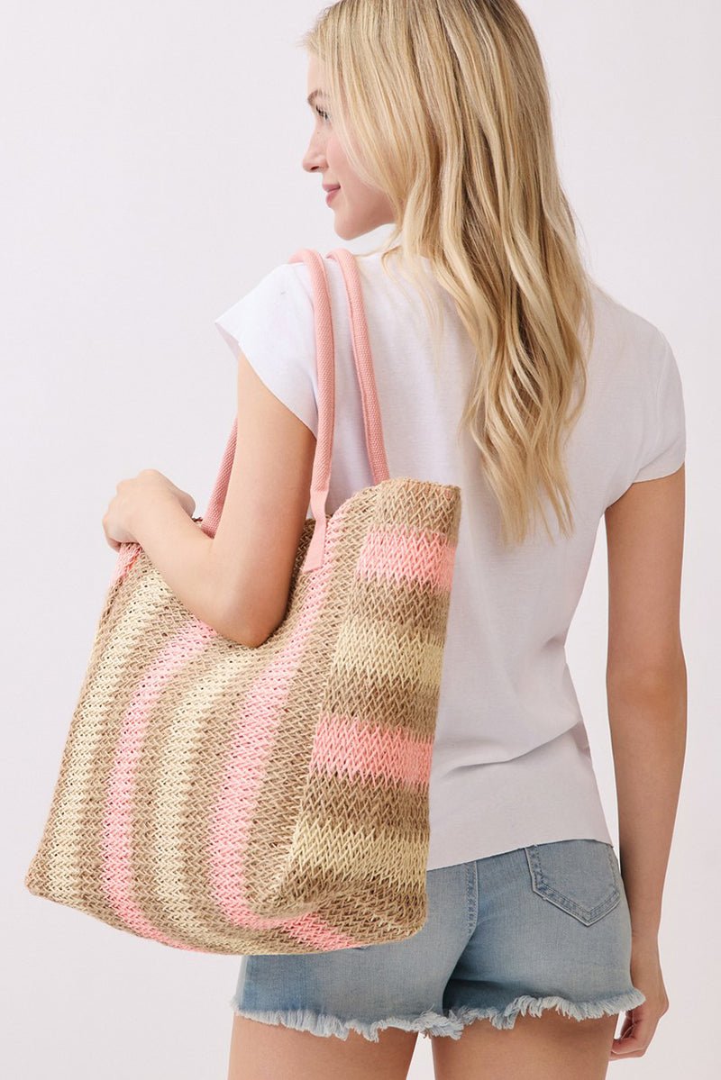 Palm Springs Pink Straw Tote Bag - Wholesale Accessory Market